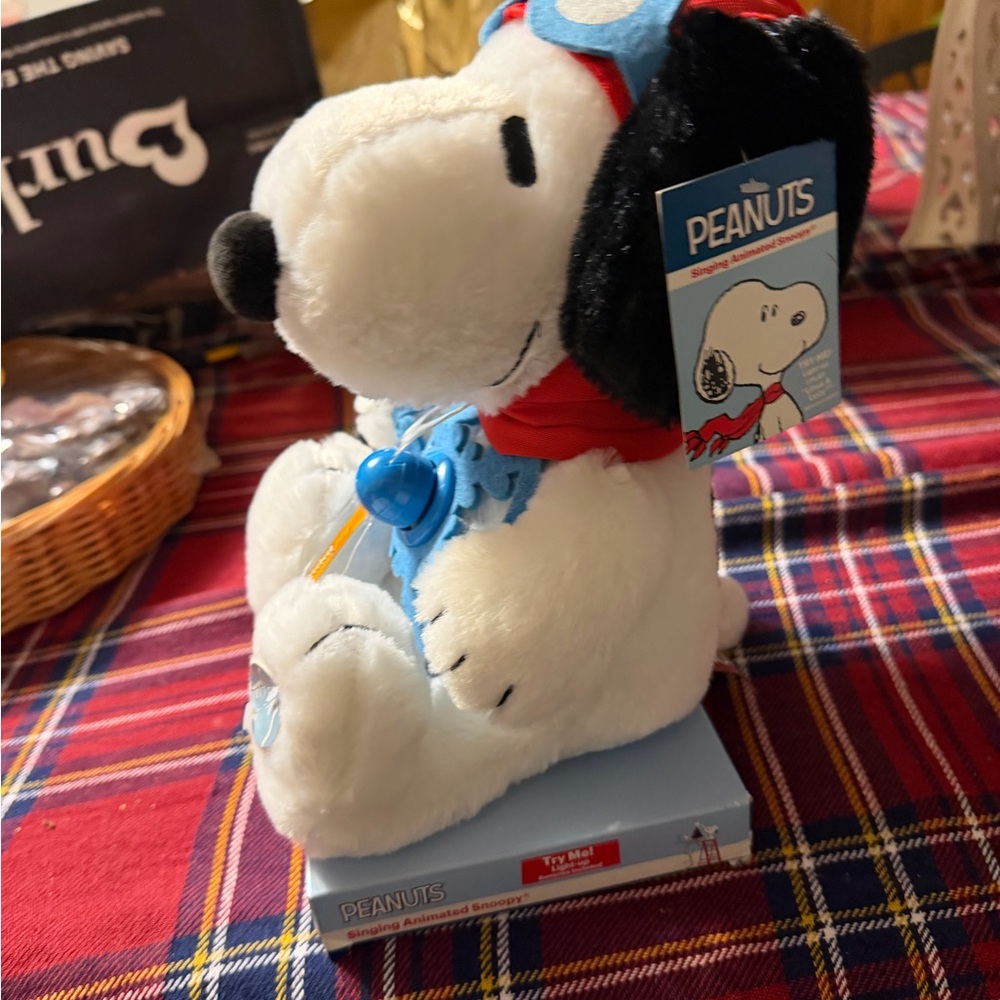 Peanuts Snoopy Plush Toy - White, Black, and Blue